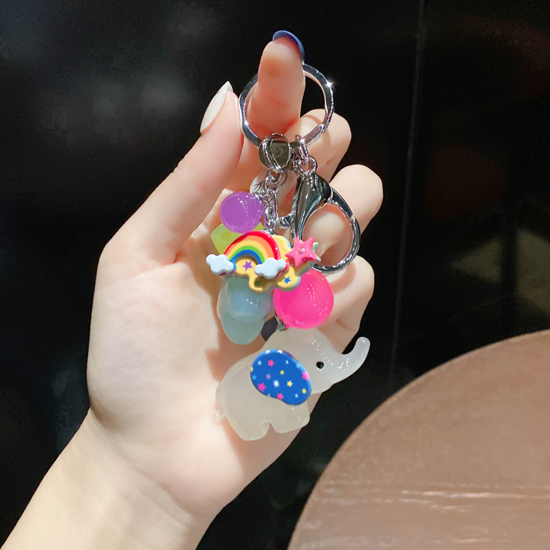 Korean Imported Brand Az Genuine Acetate Candy-Colored Cute Rainbow Elephant Keychain Key Ring Bag Pendant Korean Imported Brand Az Genuine Acetate Candy-Colored Cute Rainbow Elephant Keychain Key Ring Bag Pendant