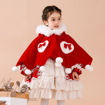 2021 New Years wear Spanish coat for girls Lolita Lolita plus fleece quilted rabbit fur collar cloak