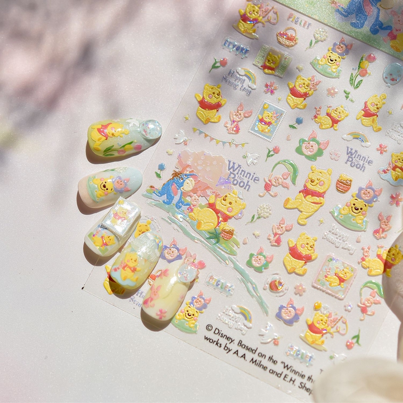 New Technology Tomoni Adhesive Nail Stickers Cartoon Winnie the Pooh Piglet Flower Nail Stickers