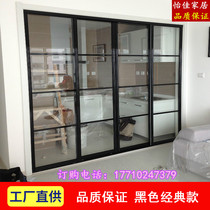 Beijing aluminum magnesium titanium alloy sliding door custom kitchen balcony tempered hollow glass bathroom sliding door custom