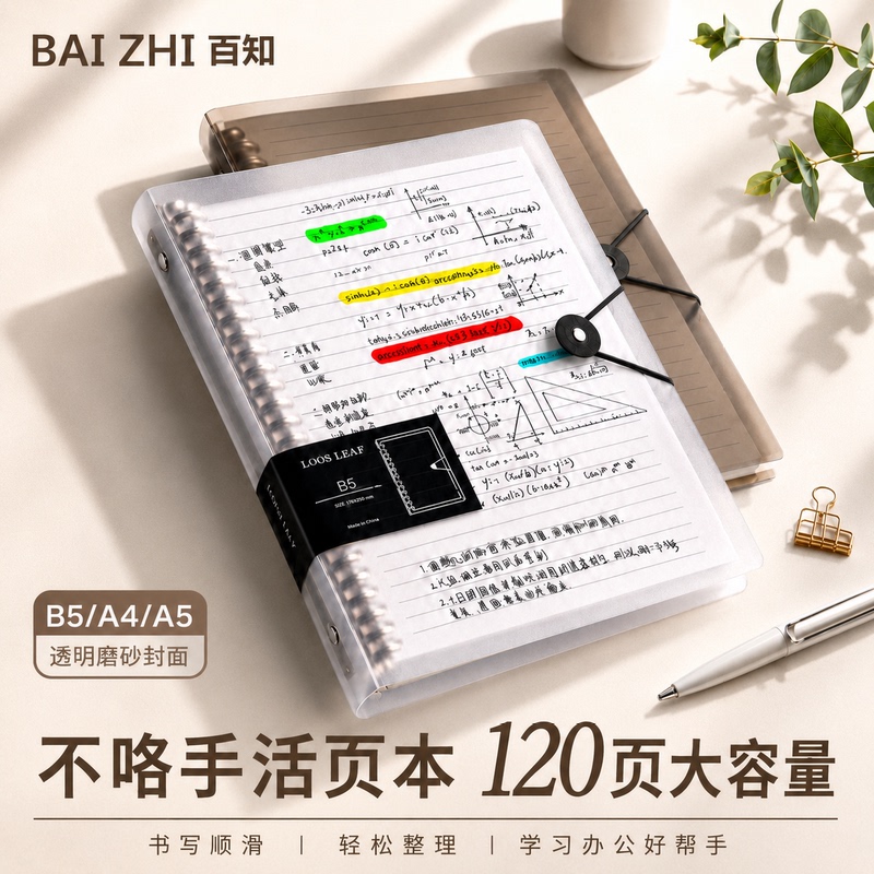 A4 Non-Slip Detachable Loose-Leaf Notebook for College Students Preparing for Postgraduate Exams, Grid Notebook, B5 Spiral Thickened Notebook