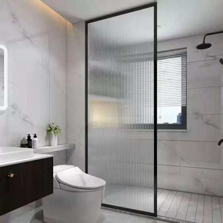 Light luxury small household bathroom frosted transparent glass changhong partition tempered stripe screen net red partition wall shield