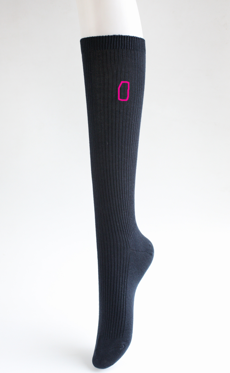 Foreign trade original single navy blue double needle high tube knee-length stockings Dark blue boneless women's cotton knee-length student socks