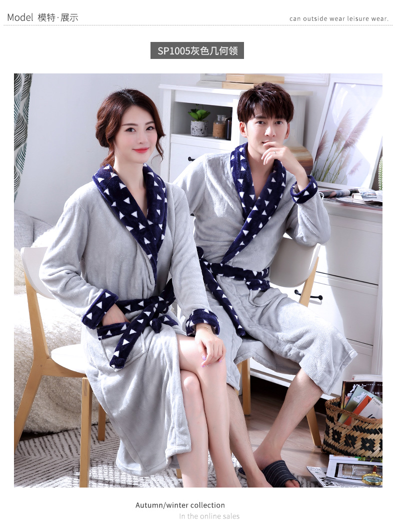Áo choàng tắm dày flannel nữ áo ngủ dài kích thước lớn váy ngủ san hô lông cừu đồ ngủ nam và nữ vay ngu