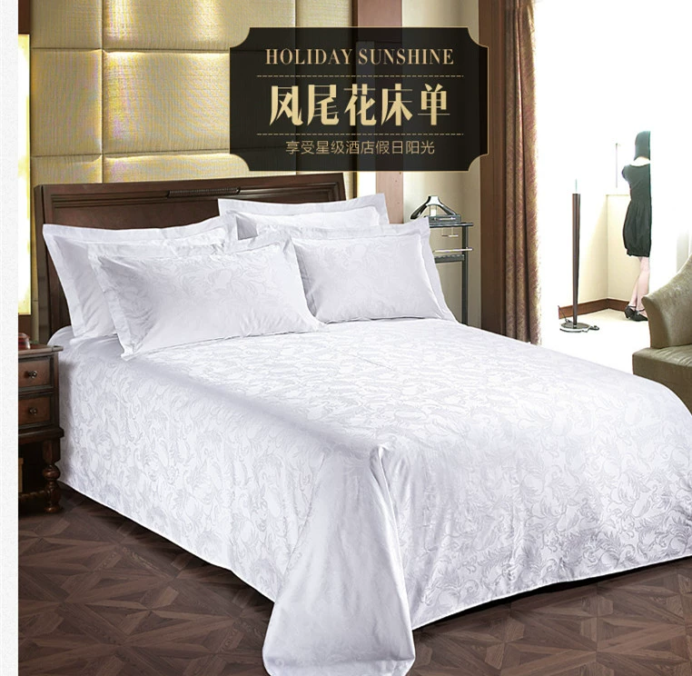 60 cotton sao khách sạn tấm trải giường một mảnh khách sạn trắng bông chăn ga gối bộ ga giường