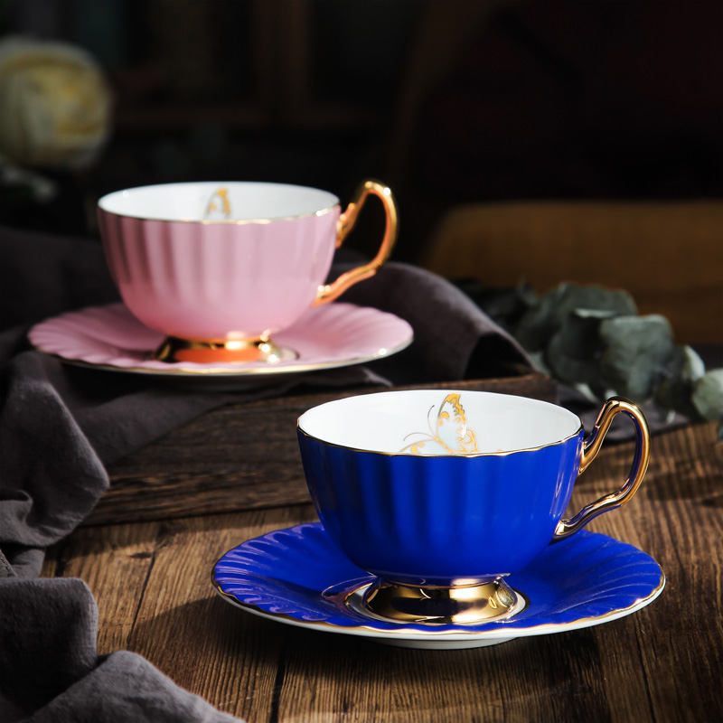 High-grade European small luxury coffee cup and saucer set ceramic small exquisite couple pair cup English afternoon tea cup gift