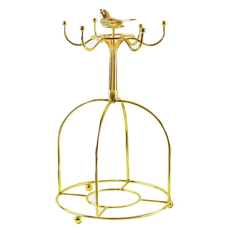 Creative Gilded Small Bird Shelf Coffee Cups 6 cups Shelves Home Converse Hanging Drain Cup Racks-Taobao