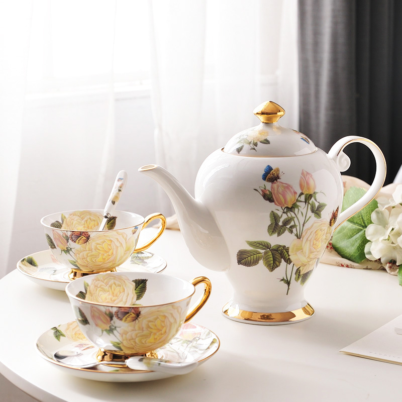 Rose Blossom Eurostyle Bone Porcelain Coffee Cup Small Lavish Sketching Phnom Penh English-style Home Ceramic Afternoon Tea Tea Tea Set-Taobao
