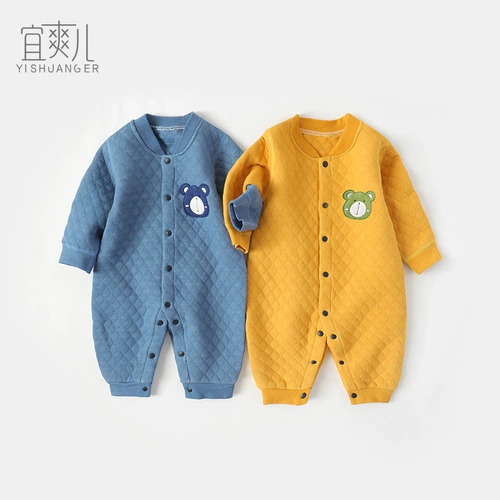 Демисезонный осенний комбинезон для младенца для новорожденных, спальный мешок, пижама, демисезонное боди, удерживающее тепло термобелье, стеганый комплект