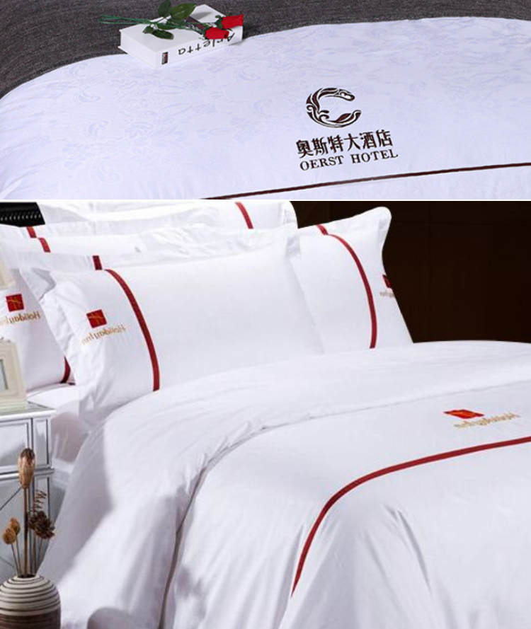 Khách sạn Bệnh viện giường bông bộ một gia đình bốn trắng vải sọc bông ba mảnh - Bộ đồ giường bốn mảnh mẫu chăn ga gối đệm đẹp