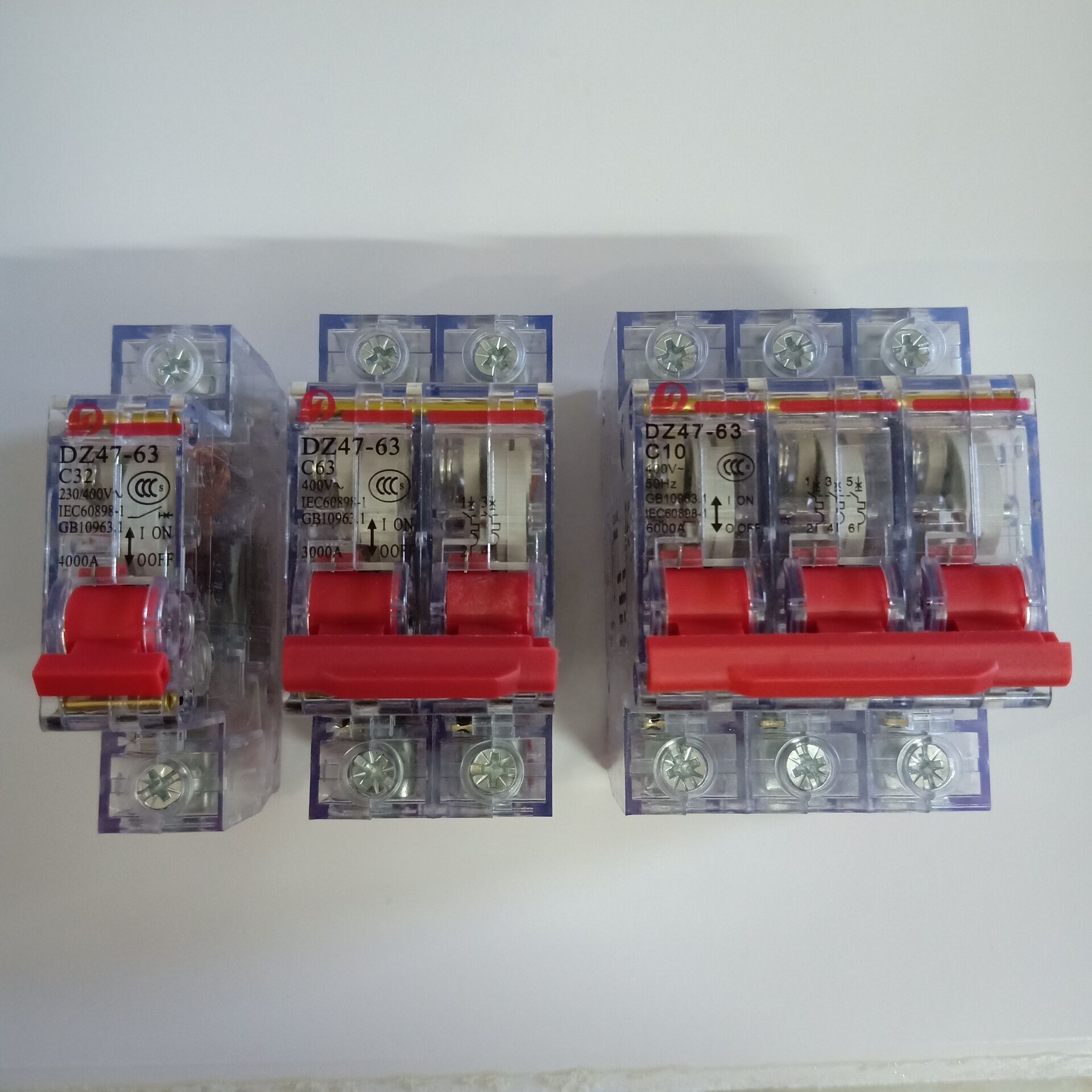 Transparent household DZ47-63 air switch 1P 2P 3P miniature circuit breaker (MCB) 63A 40A 32A 20A 16A