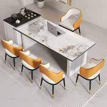 轻奢岩板岛台茶桌一体现代多功能泡茶台办公室家用茶桌椅组合套装