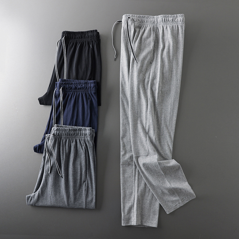 Knitted Pure Cotton Sports Pants for Men, Summer Thin Straight-Leg Pants, Export Men's Pants, Men's All-Cotton Casual Long Pants Knitted Pure Cotton Sports Pants for Men, Summer Thin Straight-Leg Pants, Export Men's Pants, Men's All-Cotton Casual Long Pants