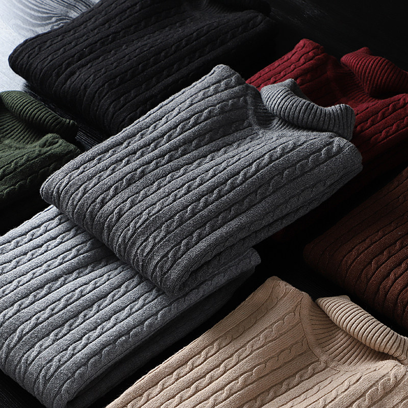 Foreign Trade Tail Single Male High Collar Cashmere Sweater Thickened Youth Winter Sweater Original Single Cut and Warm Long Sleeve Needle Weaselwear