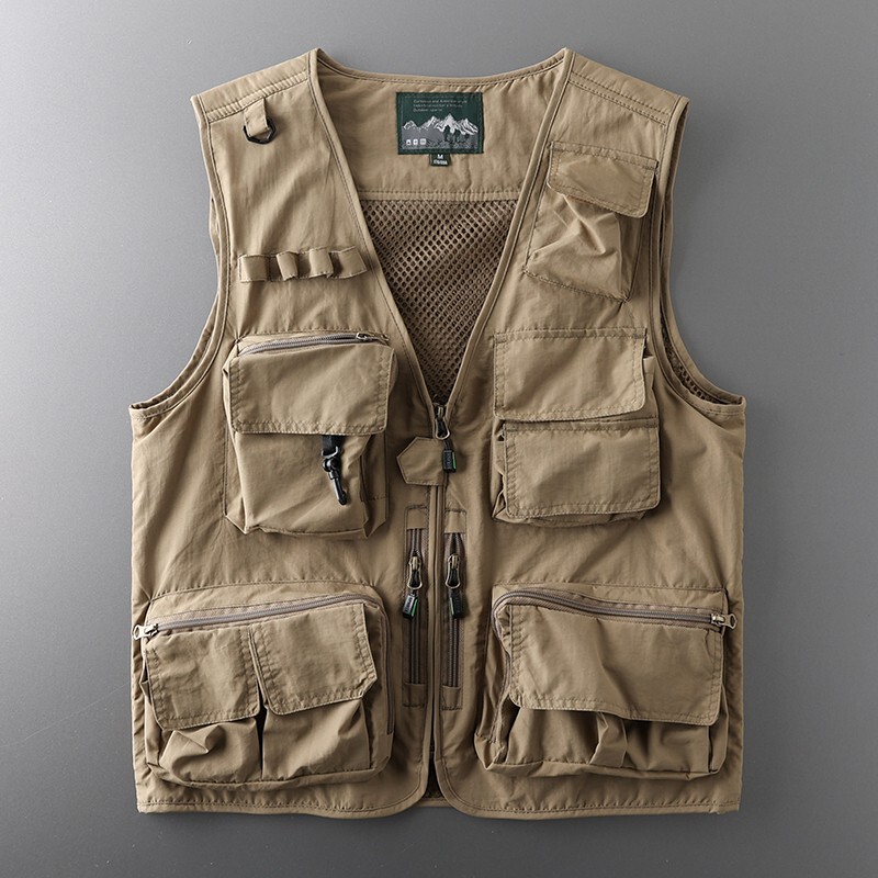 Low-Cost Airline Essential Fishing Vest for Men, Outdoor Hiking Functional Multi-Pocket Tactical Workwear Photography Vest