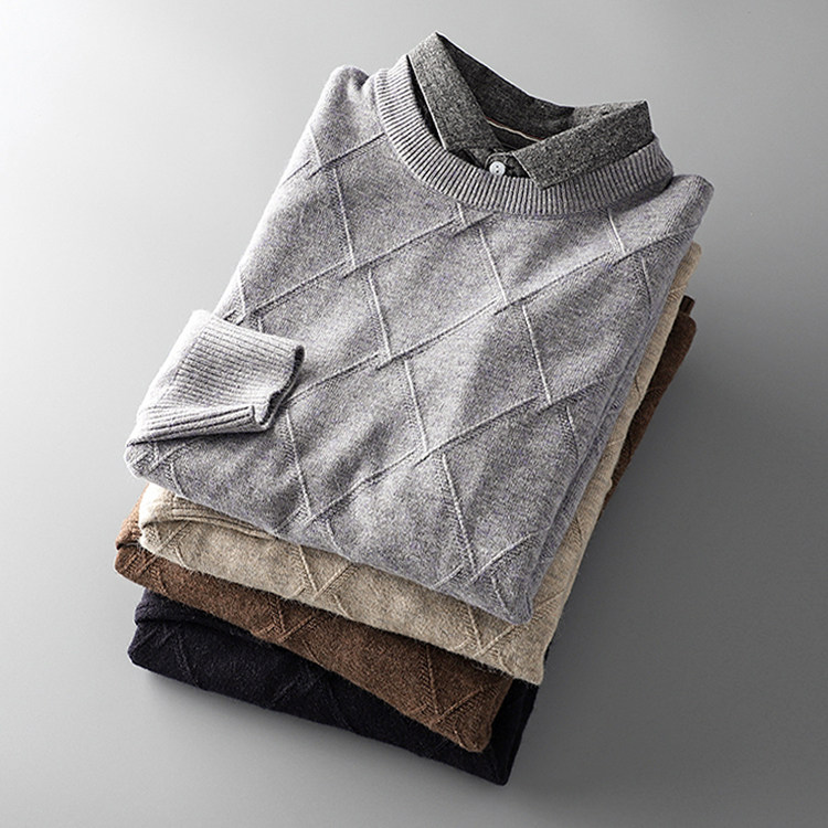 Foreign trade tail single cut fake two sweater men's shirt collar exit Original single-day single-winter men's clothing men's knitwear