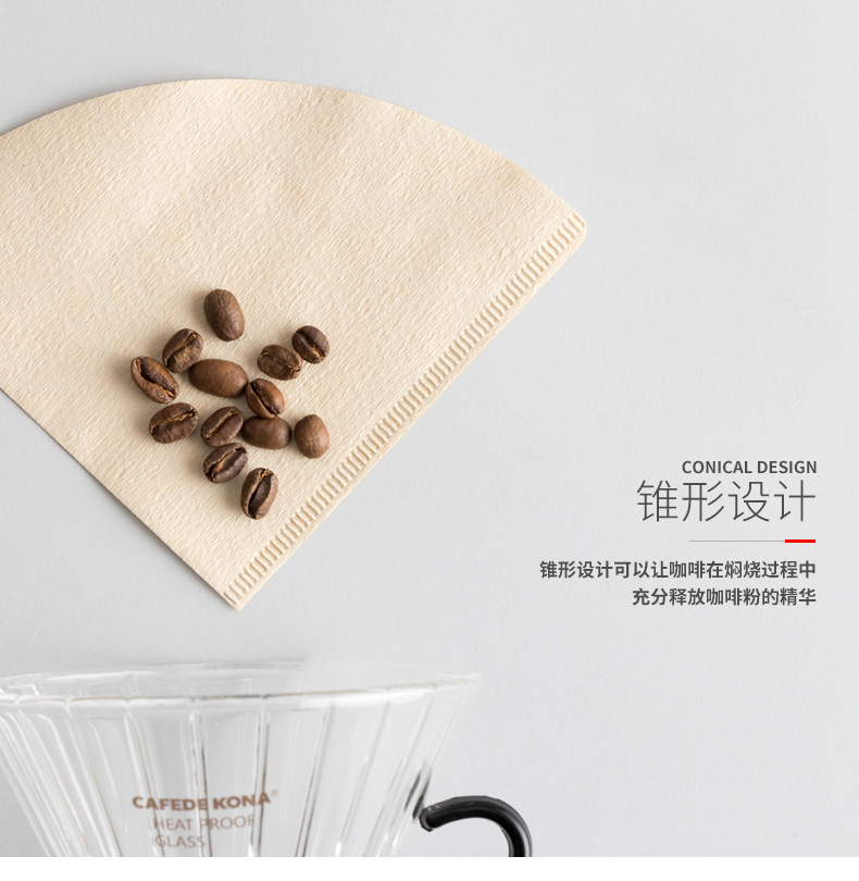 CAFEDE KONA Nhật Bản nhập khẩu giấy lọc cà phê V60 giấy lọc tay Nguyên liệu bột gỗ V giấy lọc hộ gia đình - Cà phê bình pha cafe cold brew