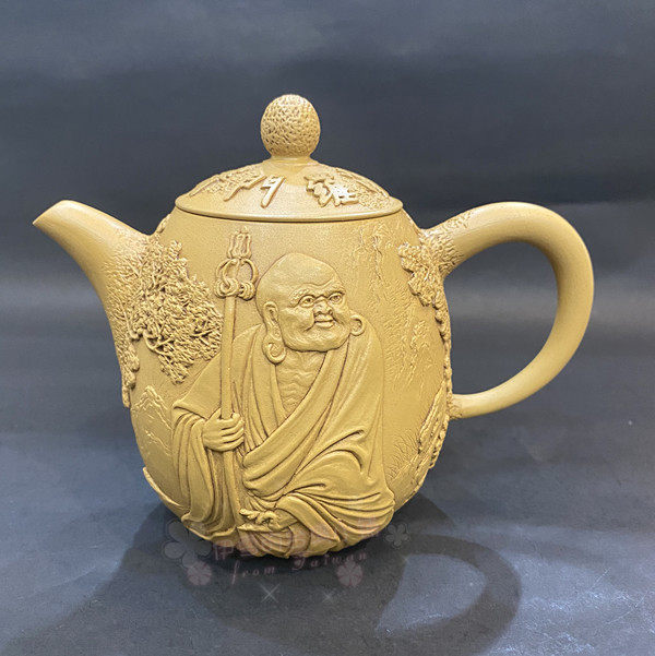 台湾陶艺李昆源手工段泥雕刻壶龙凤呈祥茶具收藏-Taobao-Tmall