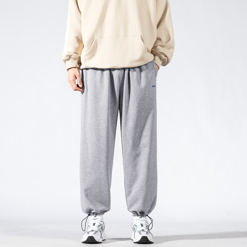 Gray sports pants men's spring and autumn tide brand casual trousers autumn drawstring trousers American high street basketball sweatpants