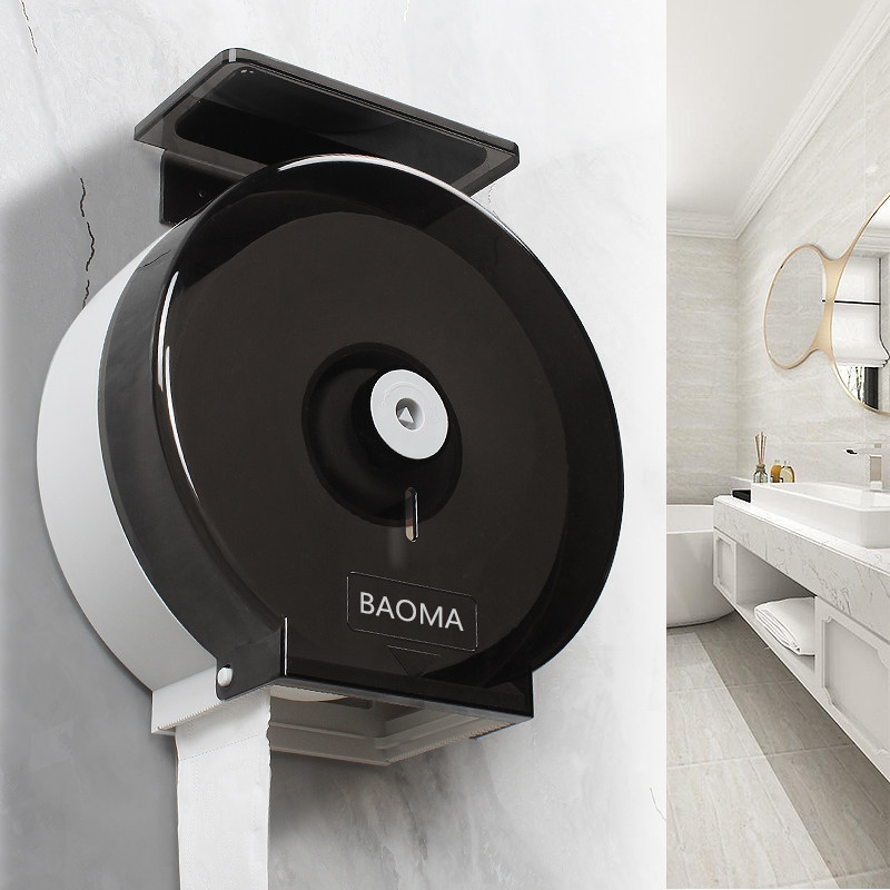 Wall-mounted large roll paper box toilet free from punching hotel toilet large stock paper towel rack Commercial waterproof paper towels-Taobao