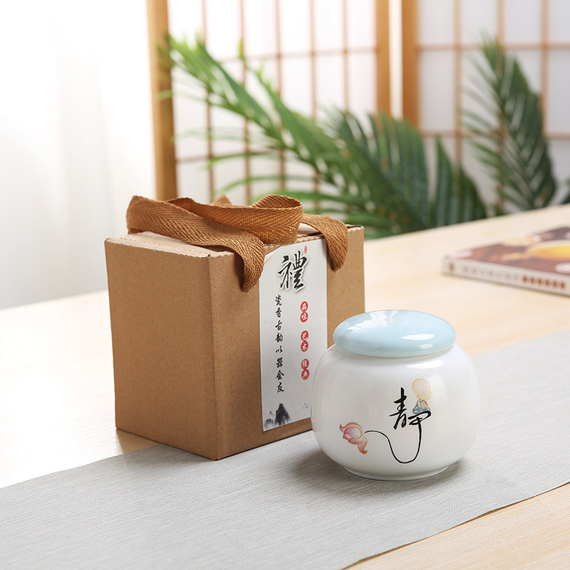 Tin Lon Ceramic Tea Seal Storage Tank Small Number Empty Gift Boxes Zen of Pu'er Red Green Tea Packaging Customised