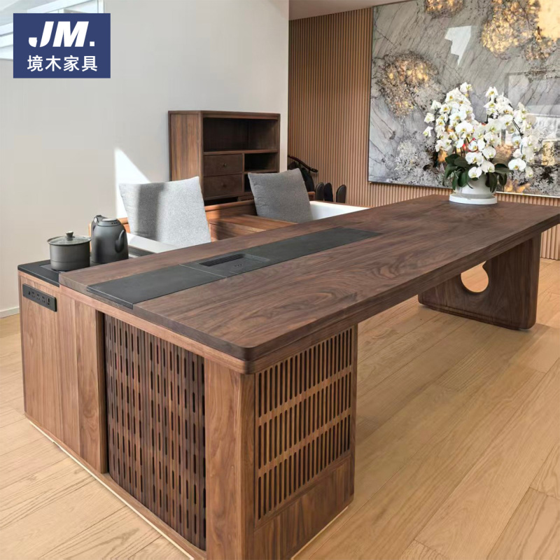 New Chinese-Style North American Black Walnut Tea Table, Song-Style Aesthetics, Living Room Home Use, Designer Model, Tea Room Office Tea-Making Table