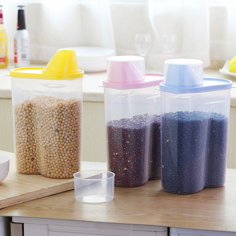 4 clothes large number food containing box storage tank plastic jar Kitchen Storage Tank Five Grain Cereals Seal Tank