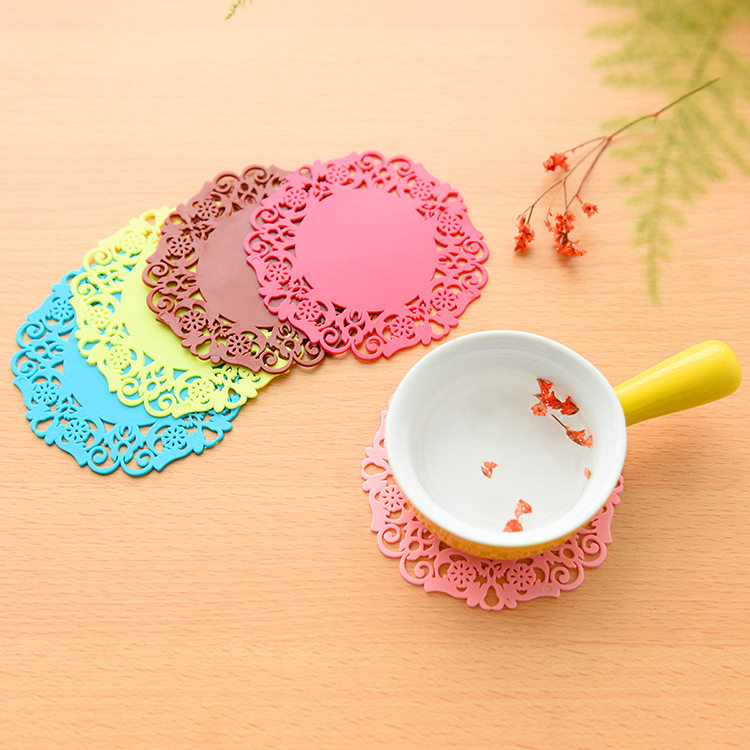 Tea cup insulation pad tea table mat non-slip creative pattern mat tea coaster hollow round bowl mat coaster anti-scalding mat