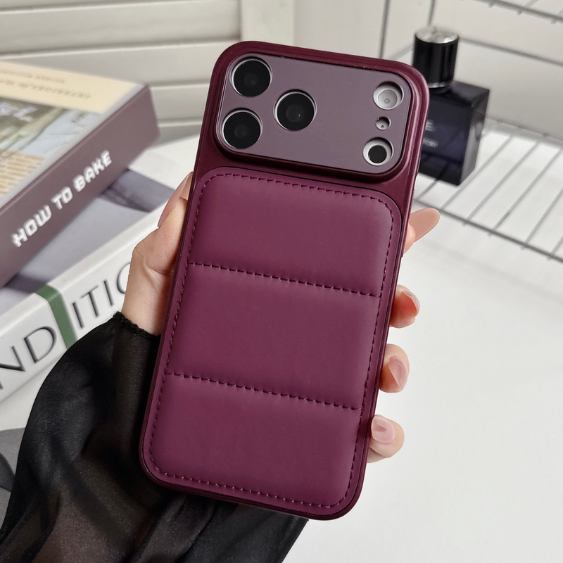 The New down Jacket-Style Phone Case Is Suitable for Phone18Promax, Compatible with Apple 18Pro/17Pro, Full-Cover Two-In-One Protective Case, 15Pro with a Premium Feel, 14Pro Anti-Drop Pu Leather
