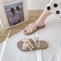Sandals fairies wind ins tide 2021 new summer fashion wild Net red students flowers two wear Roman shoes