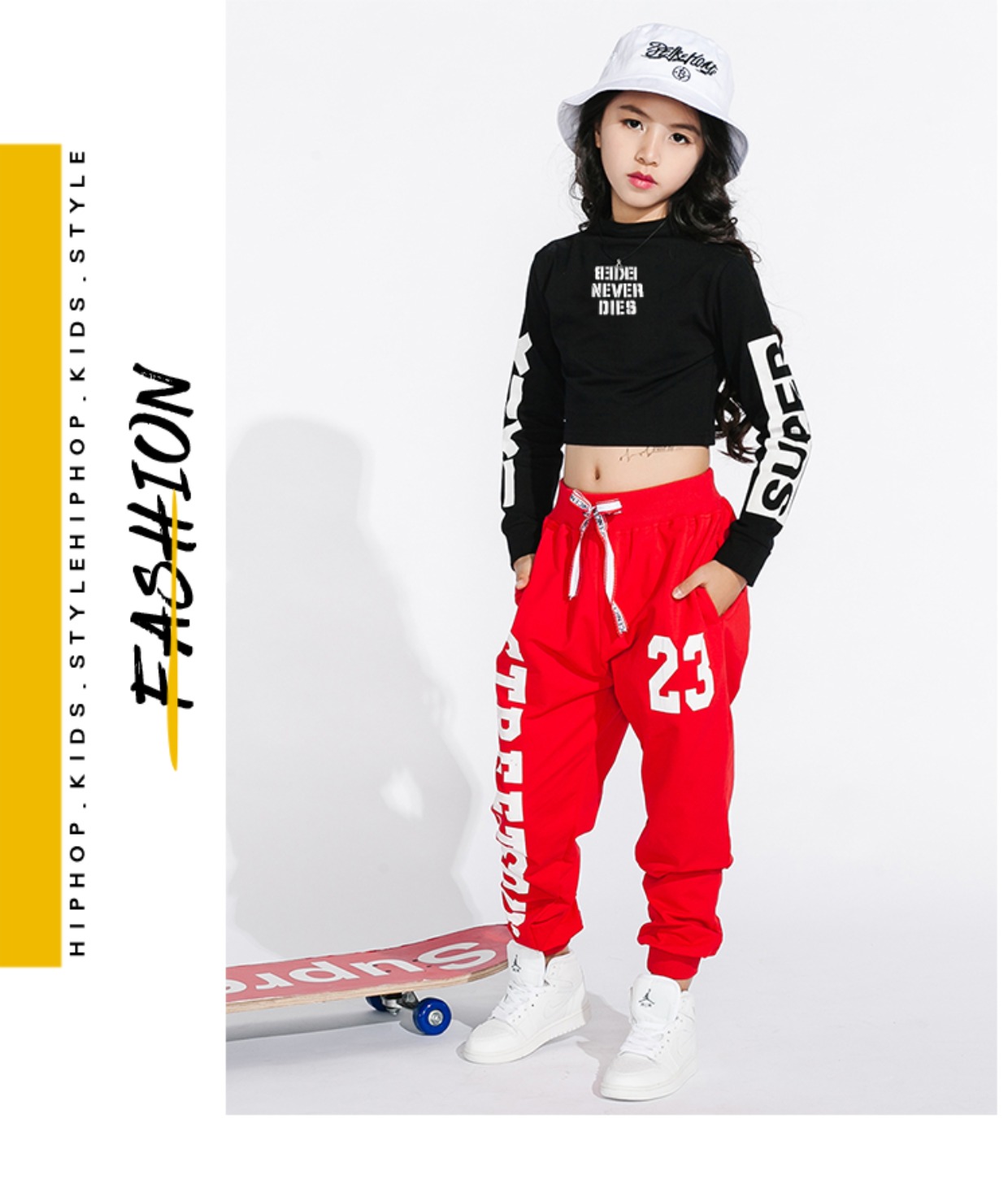 Phiên bản Hàn Quốc của các cô gái mới nhảy đường phố hip hop rốn dài tay mùa thu trẻ em nhảy jazz biểu diễn quần áo shop trẻ em