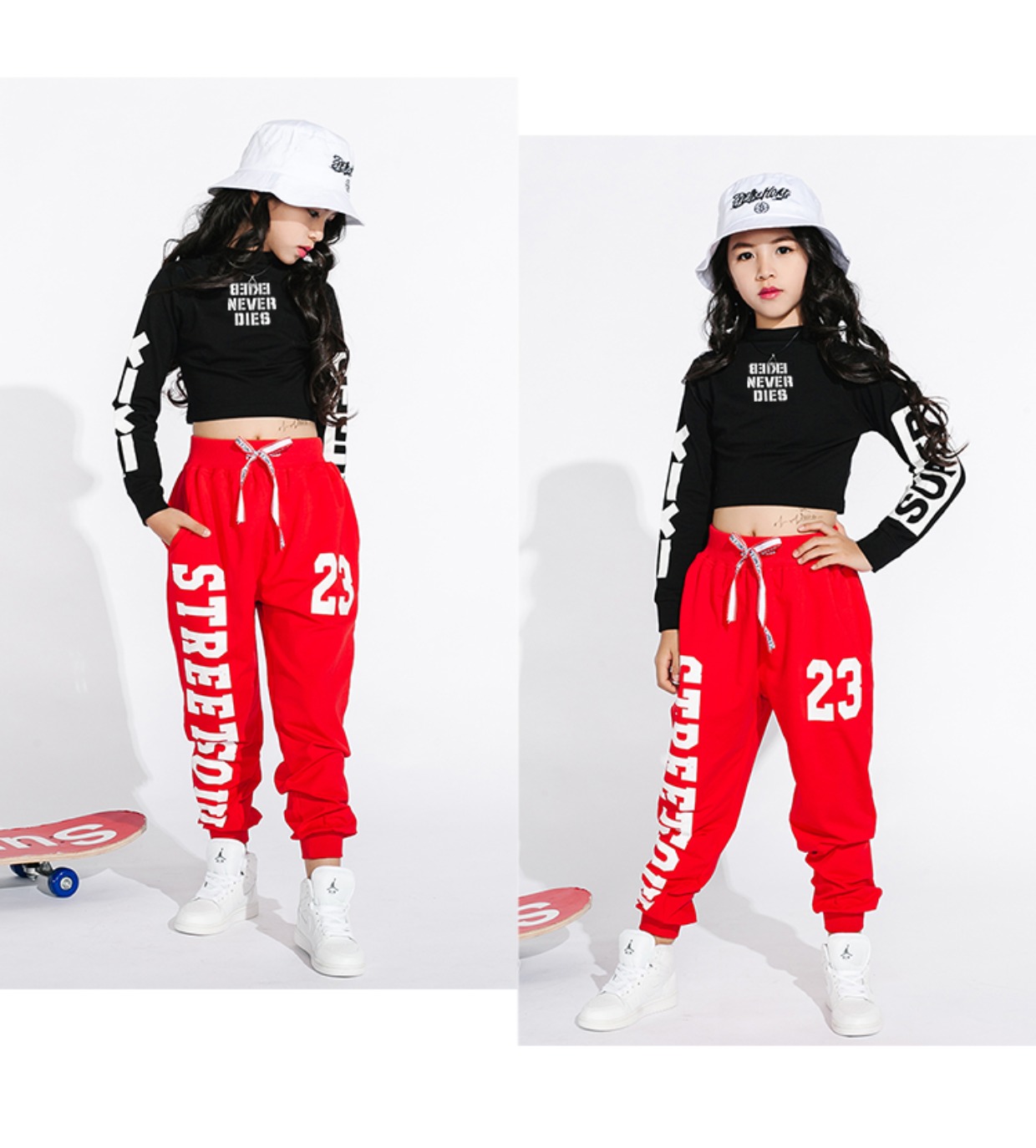 Phiên bản Hàn Quốc của các cô gái mới nhảy đường phố hip hop rốn dài tay mùa thu trẻ em nhảy jazz biểu diễn quần áo shop trẻ em