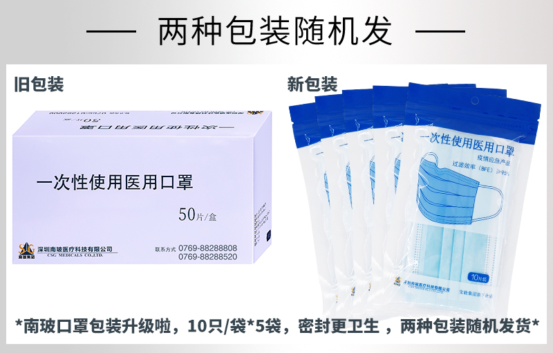 上市公司出品 南玻 一次性使用医用口罩 50只 图2