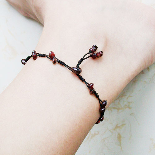 Tháng ba mưa lớn rượu vang đỏ garnet vòng chân nữ phiên bản Hàn Quốc của đồ trang sức pha lê cặp đôi bạn gái tặng bạn gái lắc chân nữ bạc ta