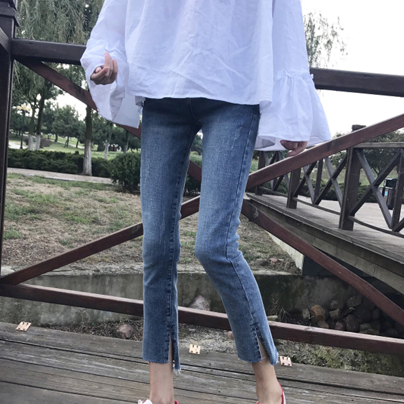 Pear shaped pants large - yard pants are thin 200 pounds jeans and the same high - waist straight tube nine pants tide