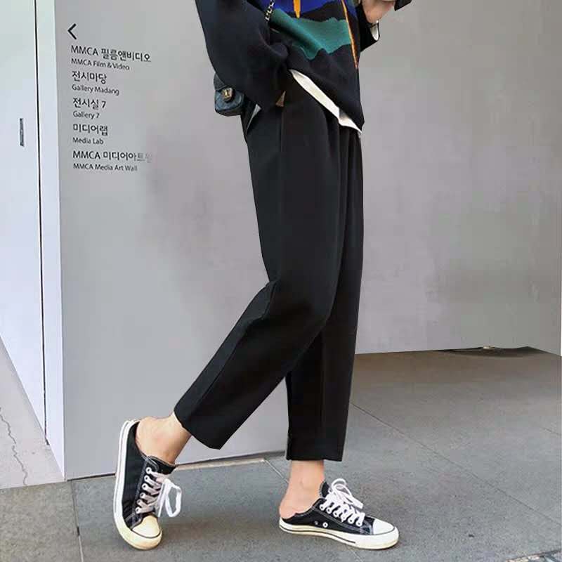 Cross-thighs coarse pear body pants large size female fat mm rod pants nine-point low-thin