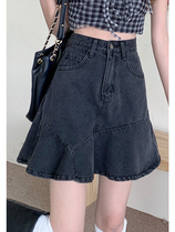 Big code fish tail a half body dress Pear shape woman Summer Fat younger sister mm Slim Shade shade Belly Cowboy Short Skirt