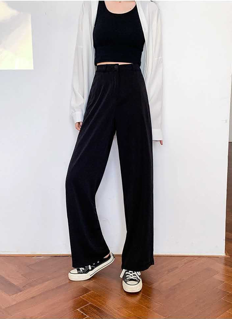 Large size women's pants children 2021 new loose fit for hip thigh coarse suit casual down feeling broadlegged pants