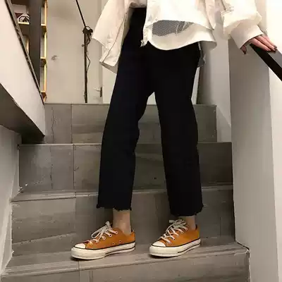 2021 new autumn and winter fat sister pants loose female thin size mm Joker jeans straight tube 200 Jin