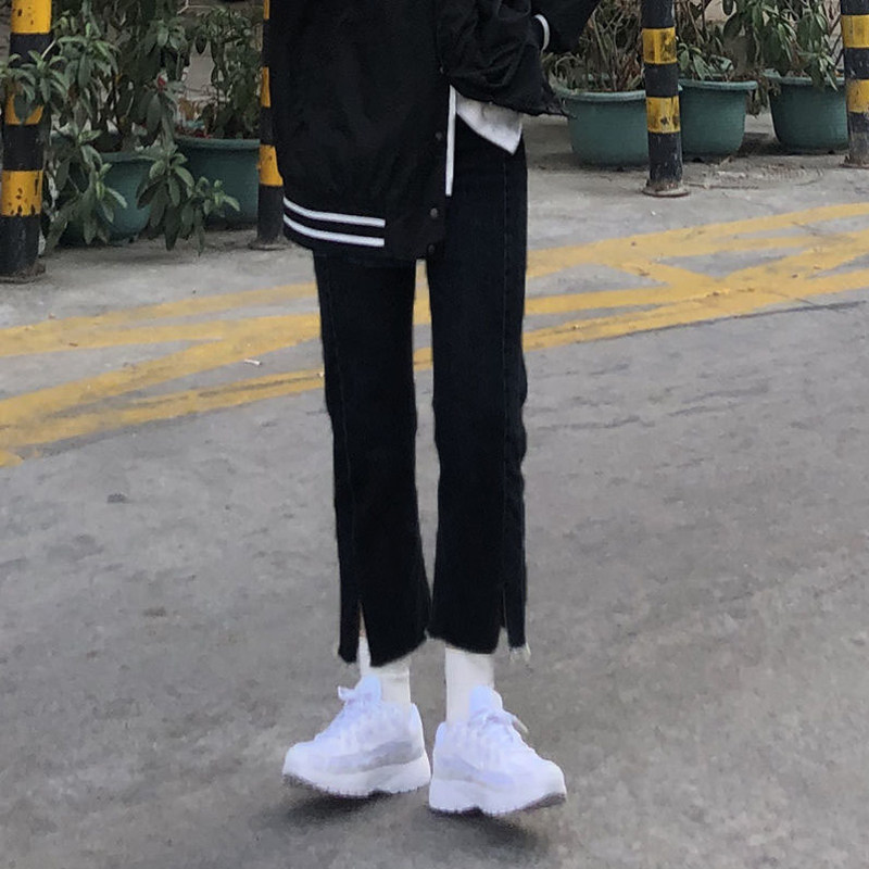 Fat Sister mm200 Catty Size Jeans Woman Spring Autumn 2022 New Personality Open Fork Elastic Straight Cylinder 90% Pants