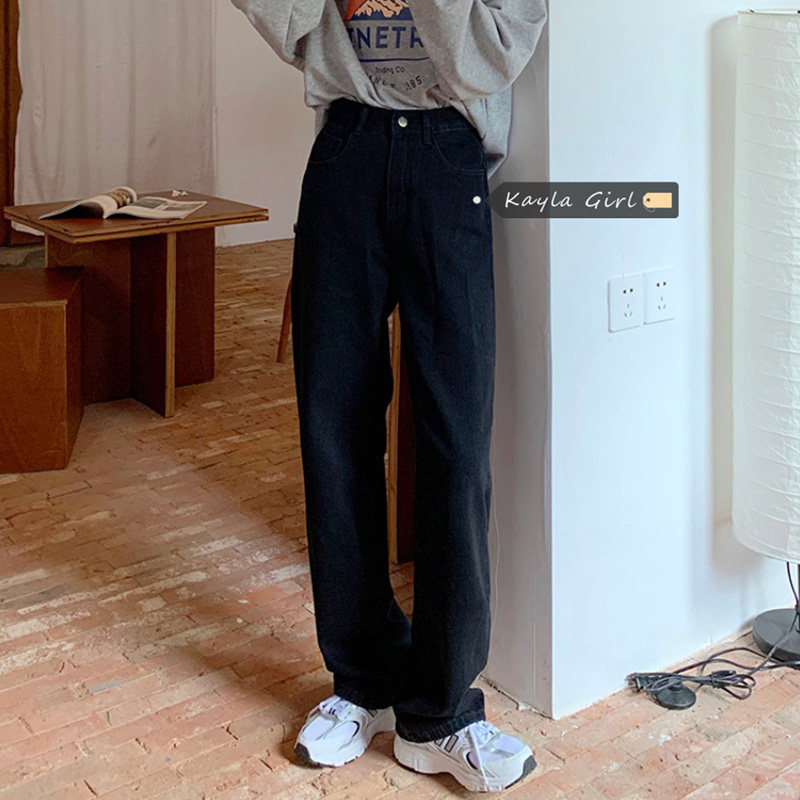 2022 New large size dress High waist straight cylinder pants children Slim Cover Belly Korean version Fried Street Jeans 100 lap