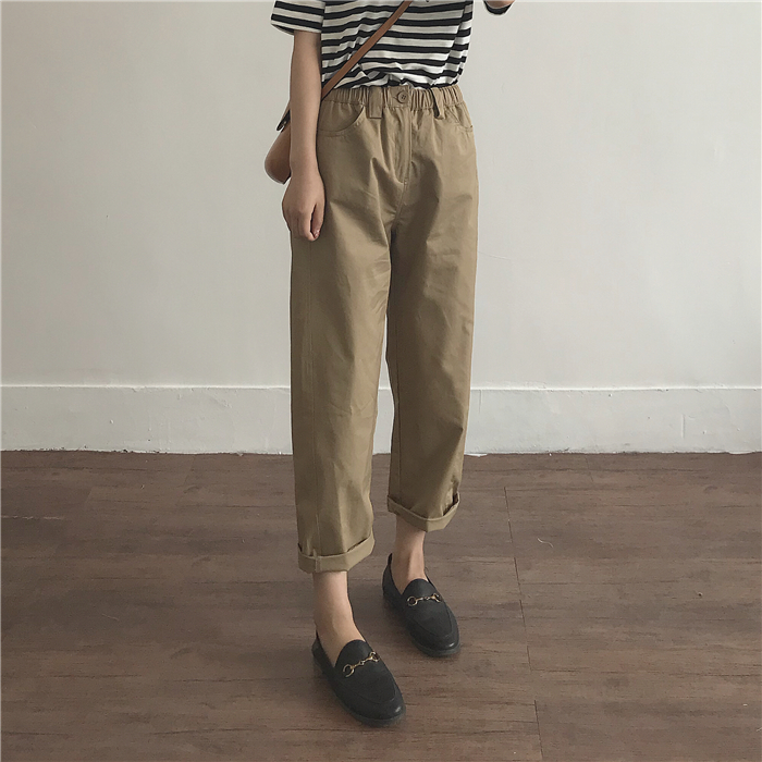 Add fat and big size mm high waist Harajuku style slim casual pants loose Joker straight Harlan pants