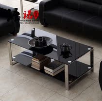 Office furniture tempered glass coffee table tea table combination simple creative business long tea table corner coffee table double layer