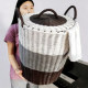 Large Woven Storage Basket with Lid and Handle for Clothes, Dirty Laundry, Toys, Snacks, and Pants