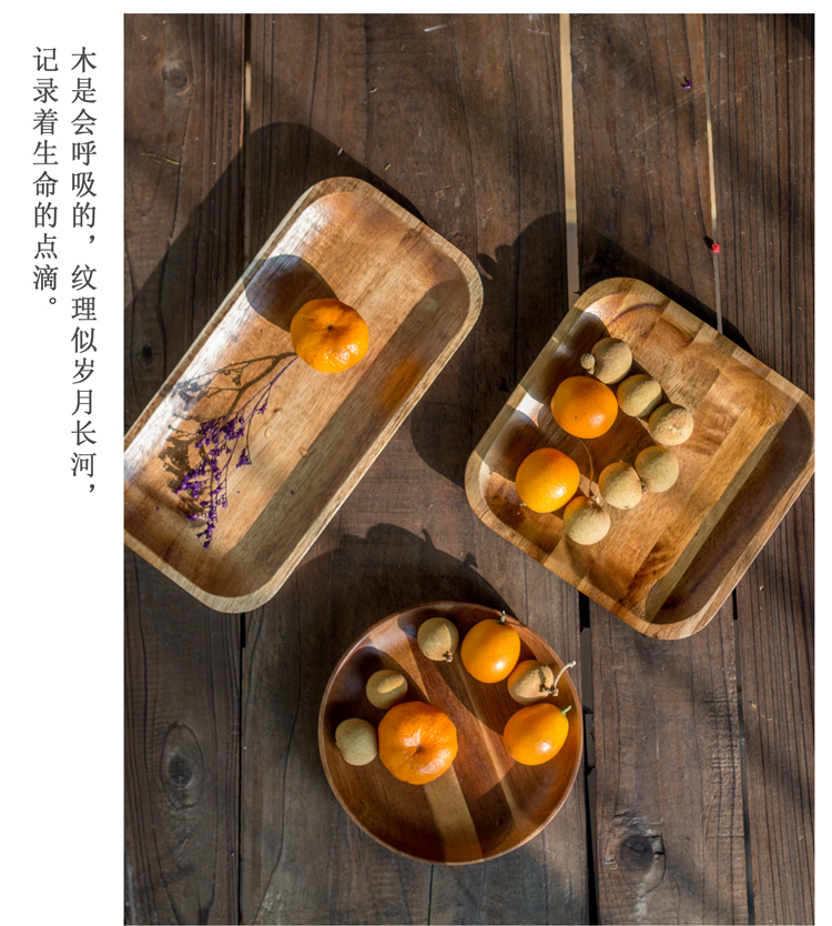 Phong cách nhật bản khay gỗ hình chữ nhật acacia tấm gỗ vòng bánh snack tấm trái cây bằng gỗ tấm món ăn bằng gỗ tấm gỗ khay gỗ đẹp