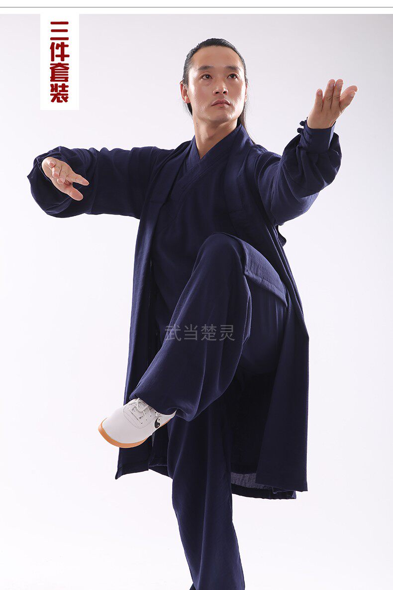 форма для Тай-Чи 三件套装太极服武术养生服男女士长袍道士服装道袍练功服茶服汉服