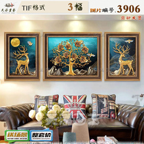 3D Solid Elk Deer Hair Treasure Tree Modern Brief Triplex Decoration Painting Crystal Porcelain Painting Material High-definition Tuku Picture picture core