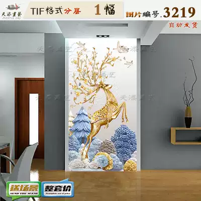 Modern simple relief elk porch hanging painting core decorative painting high-definition painting core material