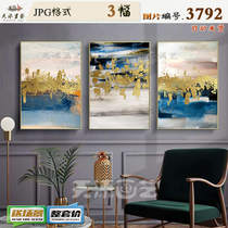 Golden Living Room Modern Style Hand-painted Oil Painting Blue Nordic Decoration Painting Material Livingroom Living-painted Material