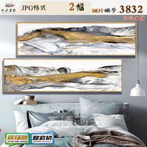 New Chinese ink landscape mood abstract gold leaf decoration painting headboard painting material picture core picture